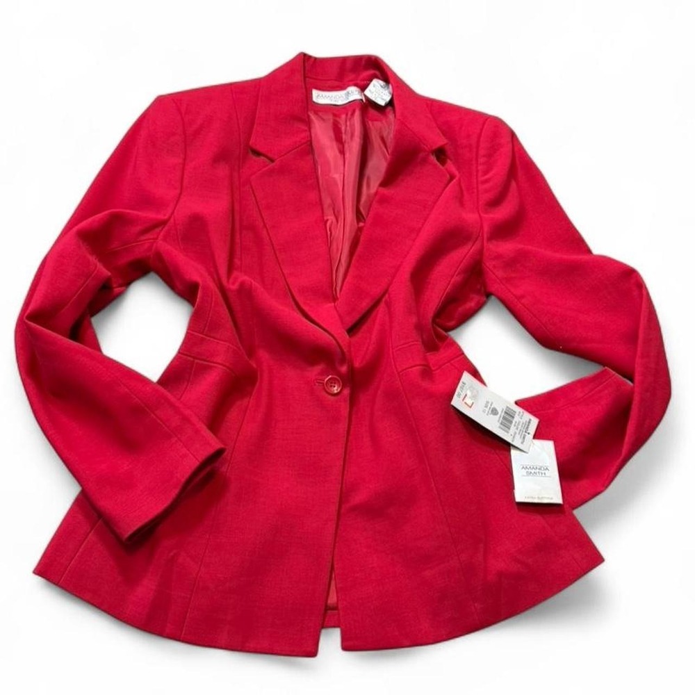 Vintage 90s Deadstock Amanda Smith Red‎ Wool Blazer, Women's Size 12